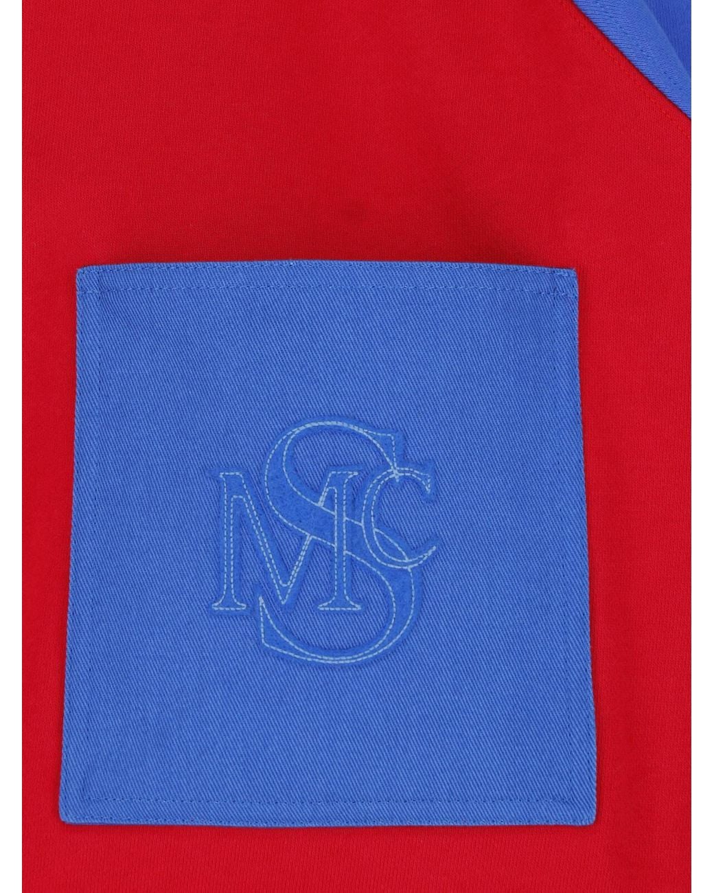 Stella McCartney Red Smc Crest Panel High-Neck Sweatshirt