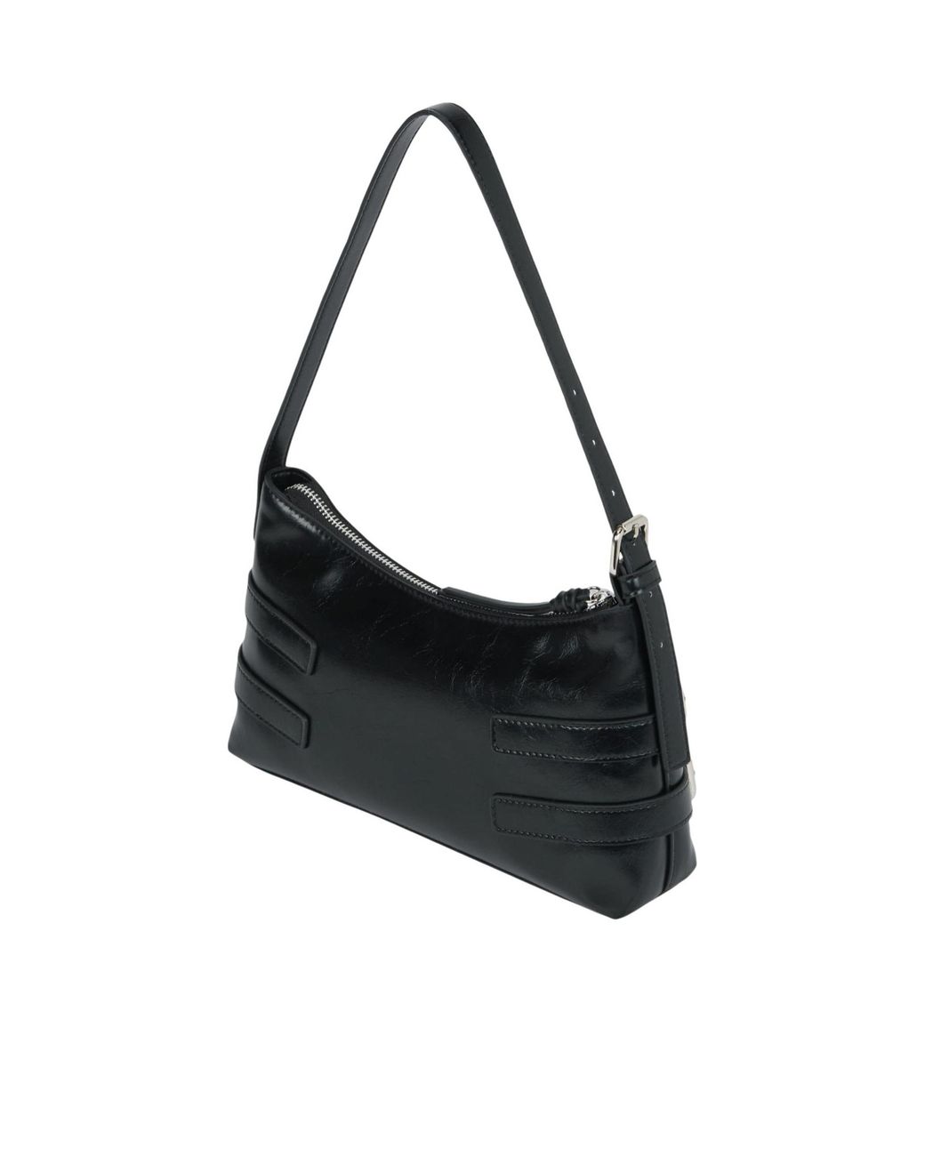 Karl Lagerfeld Black Buckle-Detail Shoulder Bag