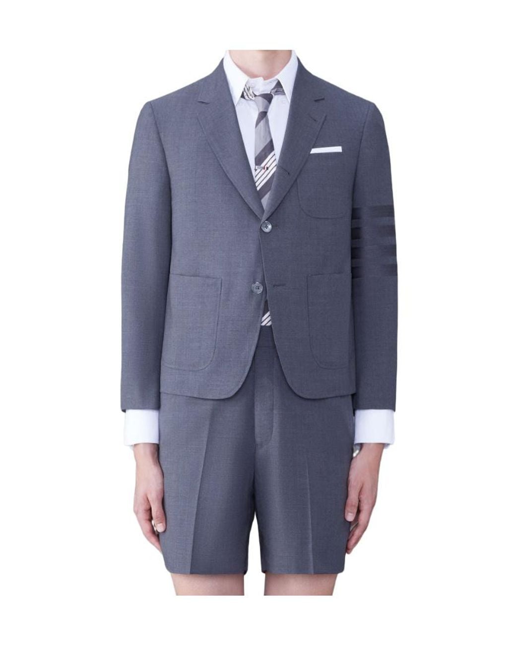 Thom Browne Blue Bar Striped Single Breasted Jacket for men