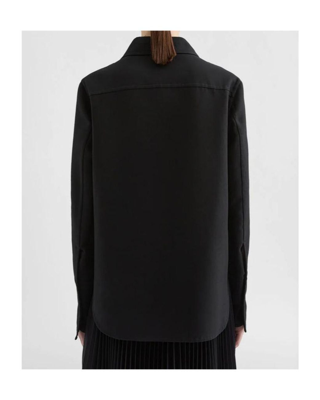 Jil Sander Black Button-Up Curved Hem Shirt Jacket