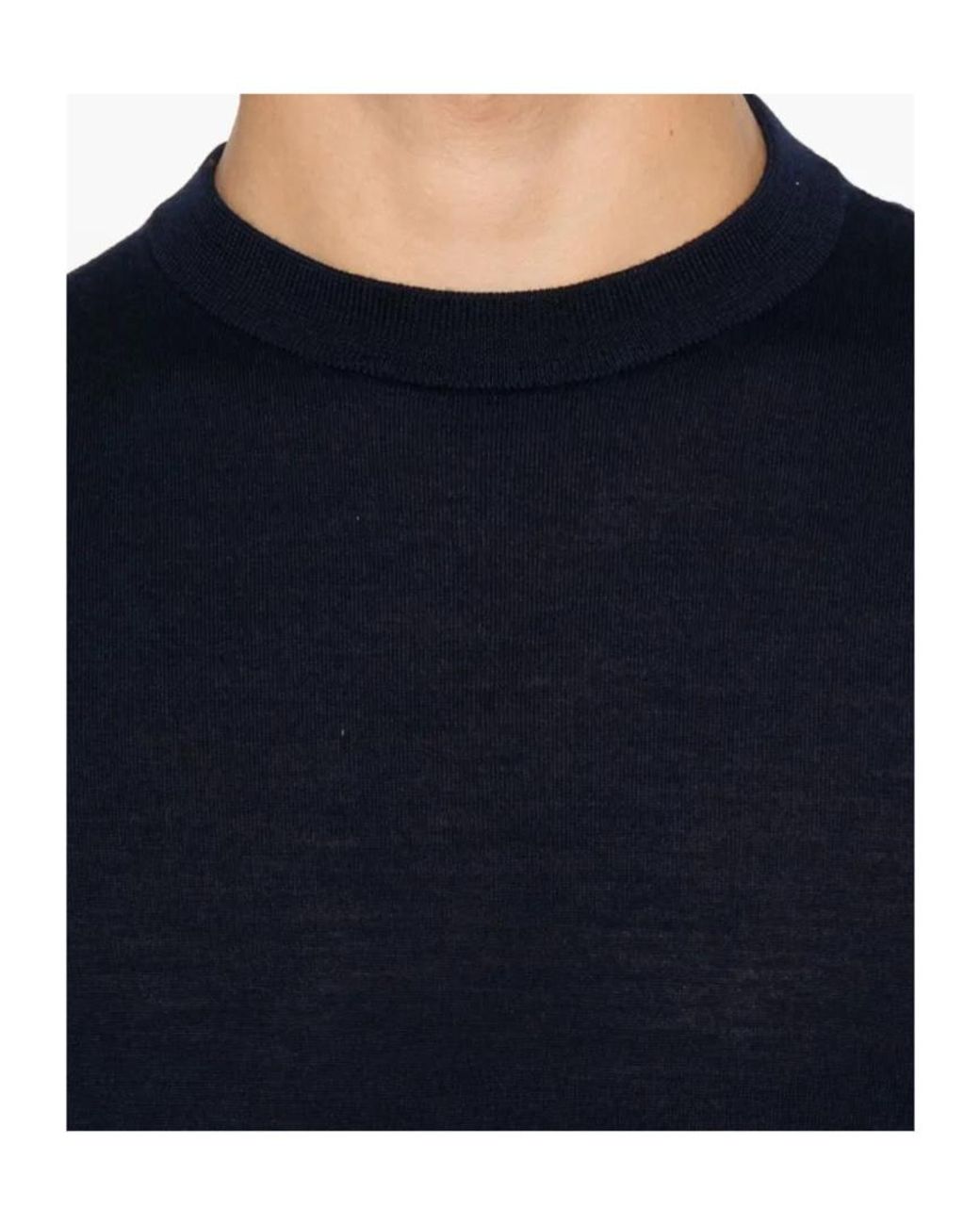 Eleventy Blue Ribbed Crew Neck Knitwear for men