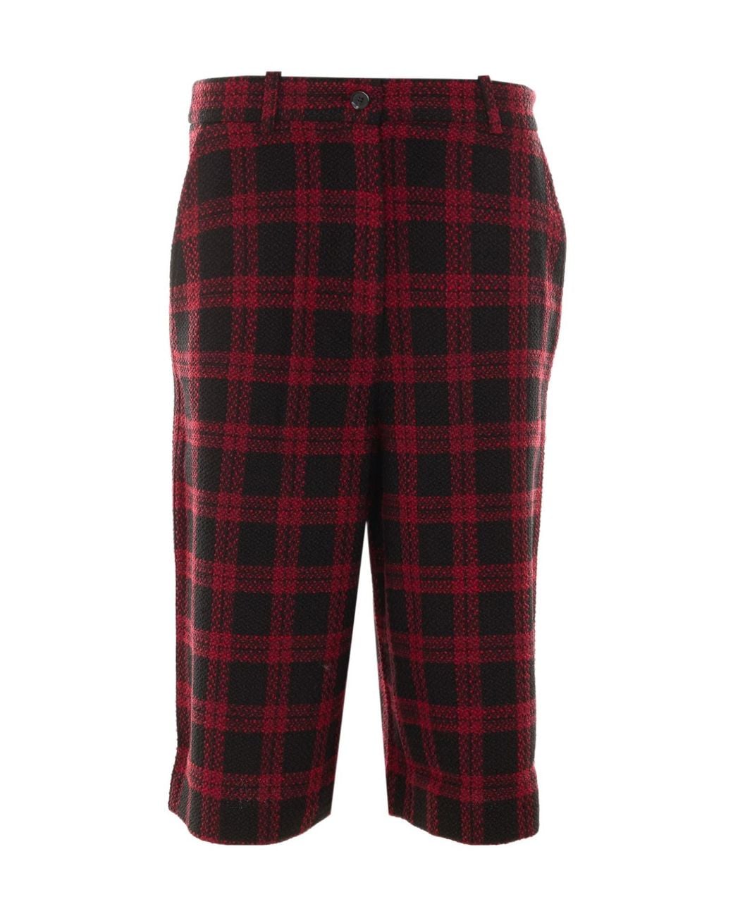 Pinko Red Check-Pattern Knee-Length Shorts