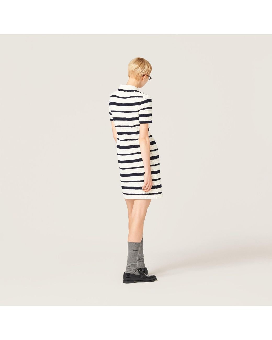 Miu Miu Cotton Polo Dress in Blue | Lyst