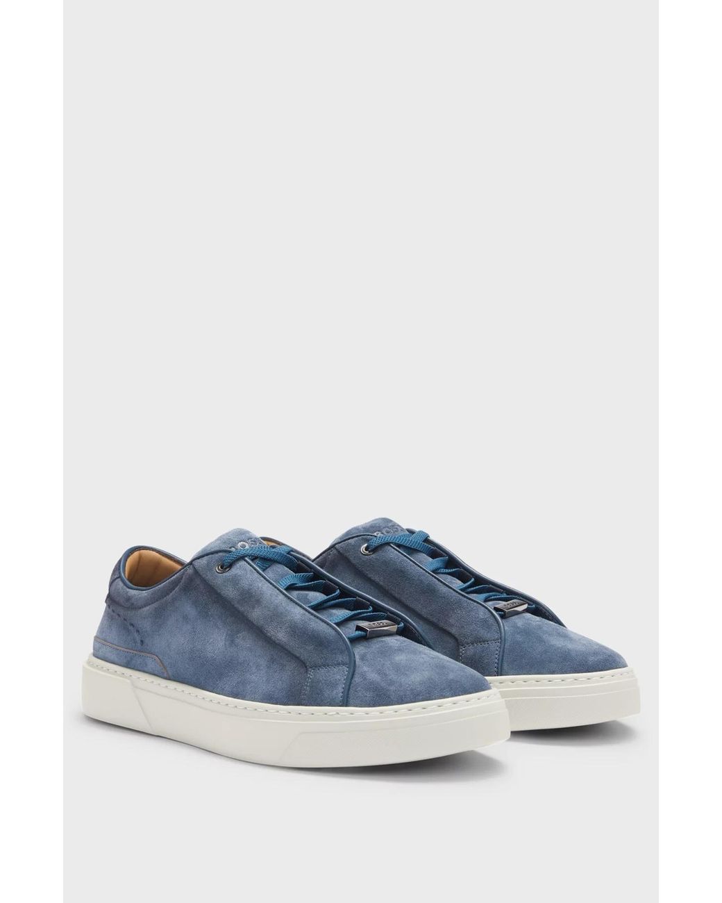Boss Blue Gary Suede Low-Top Sneakers for men