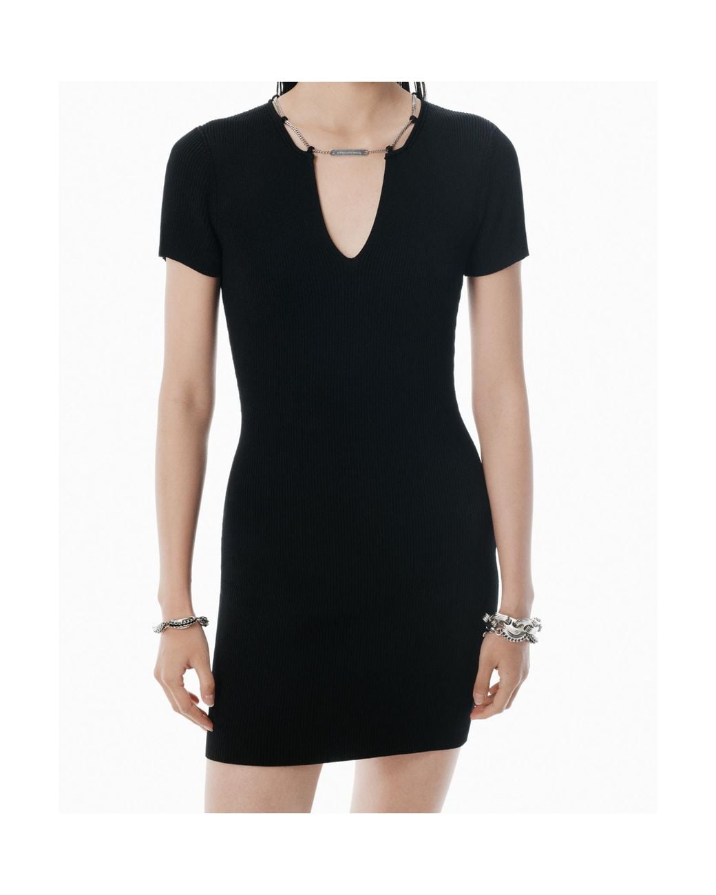Alexander Wang Black Logo Nameplate Bodycon Minidress