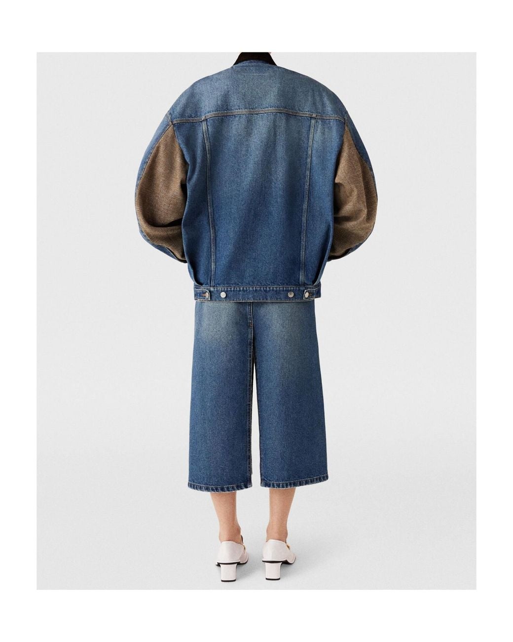 Stella McCartney Blue Tweed Panelled Denim Jacket