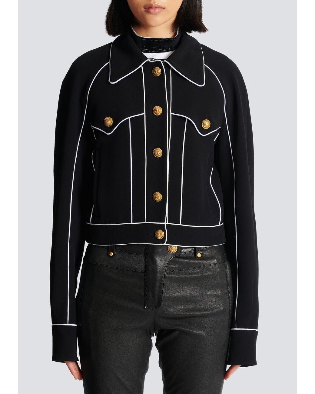 Balmain Black Western Crepe Jacket