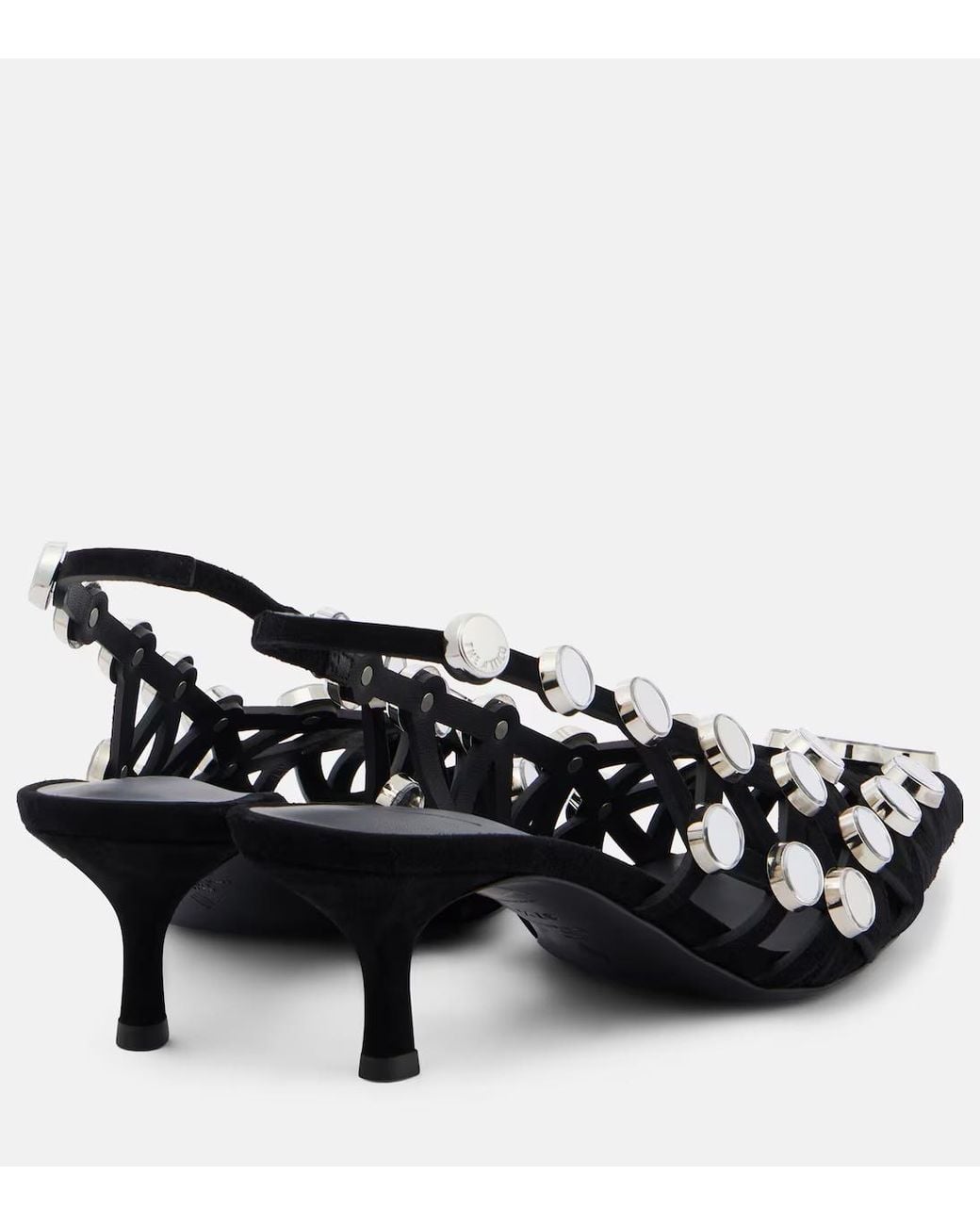 The Attico Black Decorated Leather High-Heeled Sandals