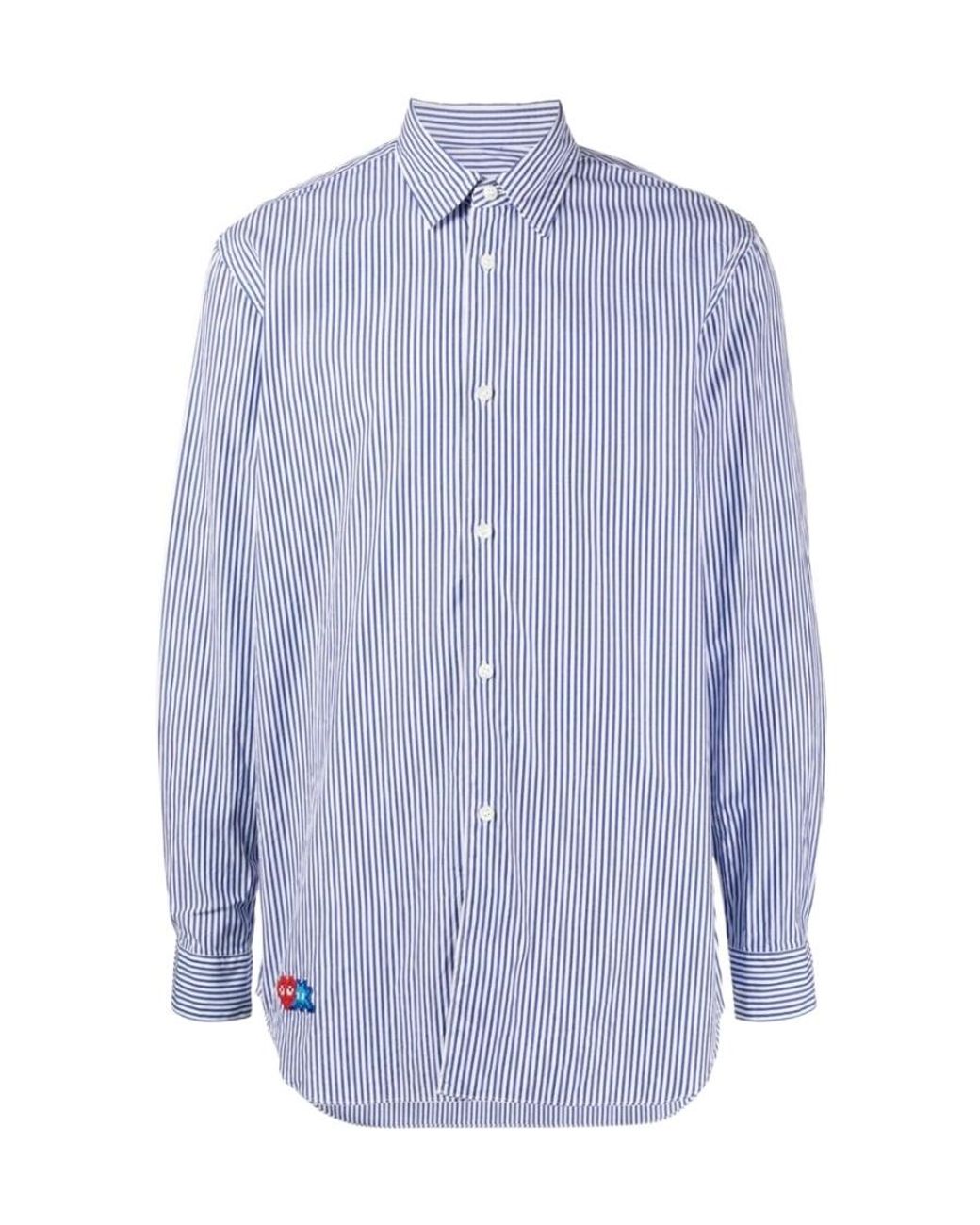 COMME DES GARÇONS PLAY Blue Lapel Long-Sleeved Shirt for men