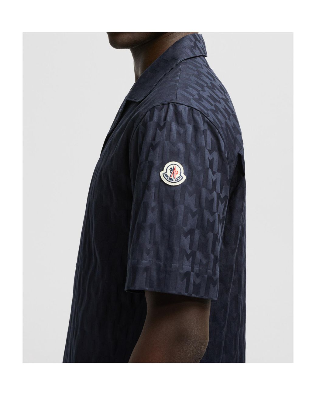 Moncler Blue Monogram Jacquard Cotton Shirt for men