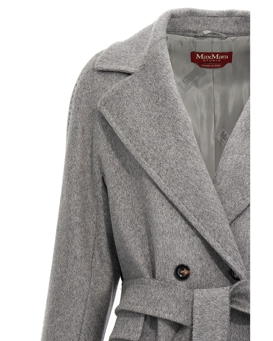 Max Mara Gray Astro Belted Double-Breasted Coat