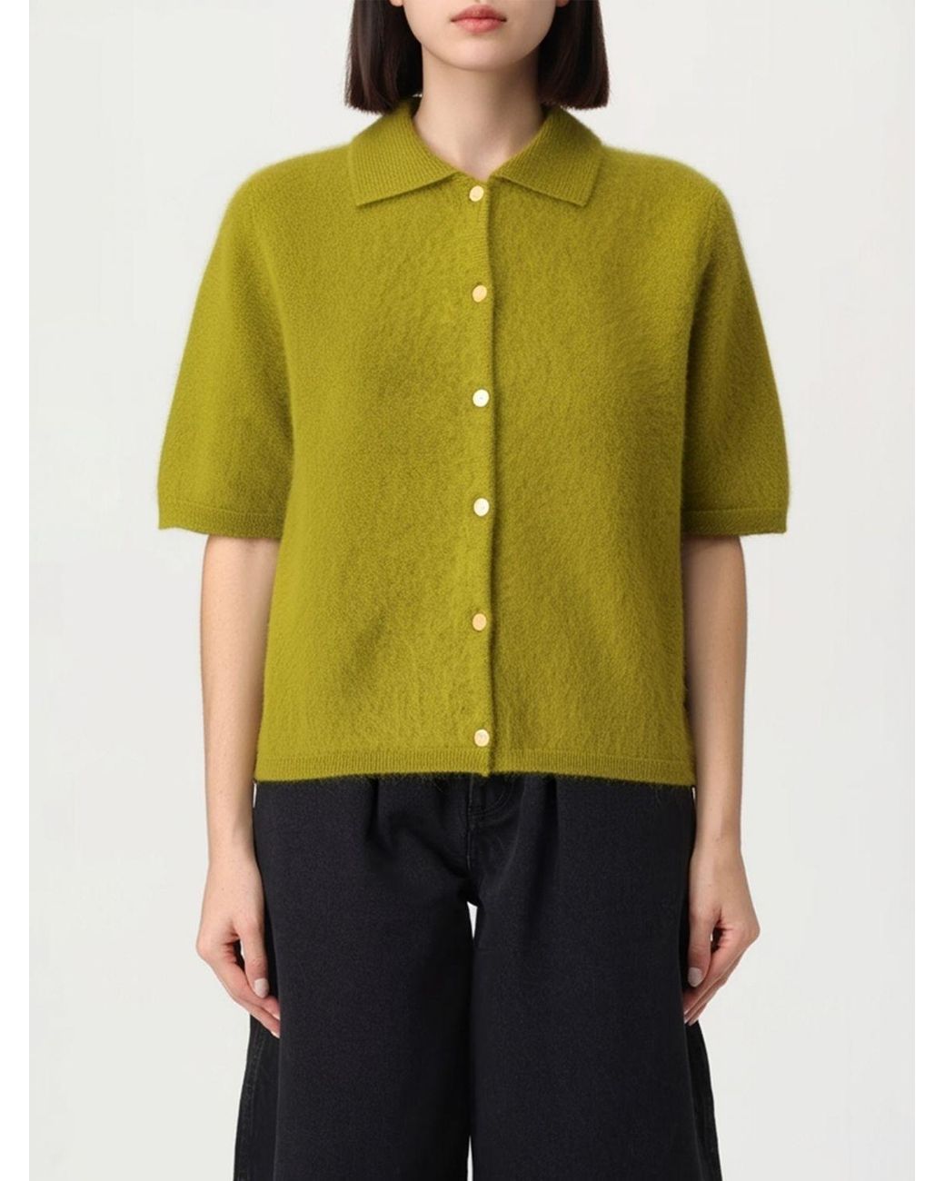 Theory Green Short-Sleeved Knitted Cardigan
