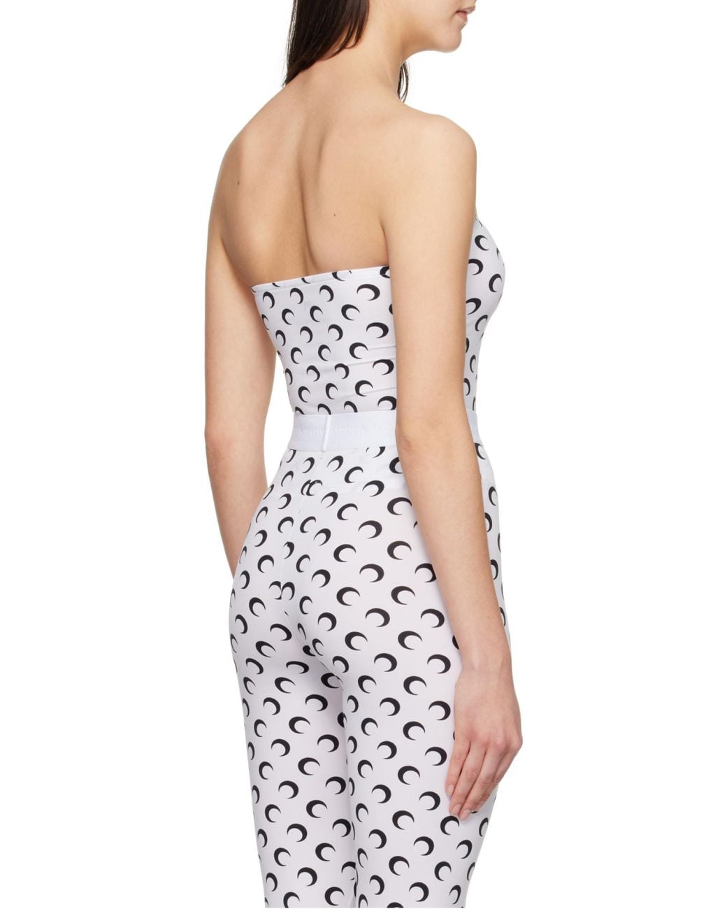 MARINE SERRE White All-Over Moon Printed Bandeau Top