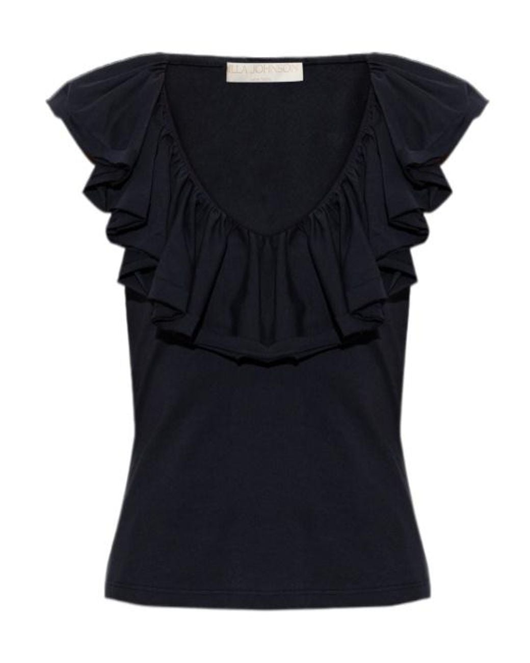 Ulla Johnson Black Sleeveless Ruffled Top