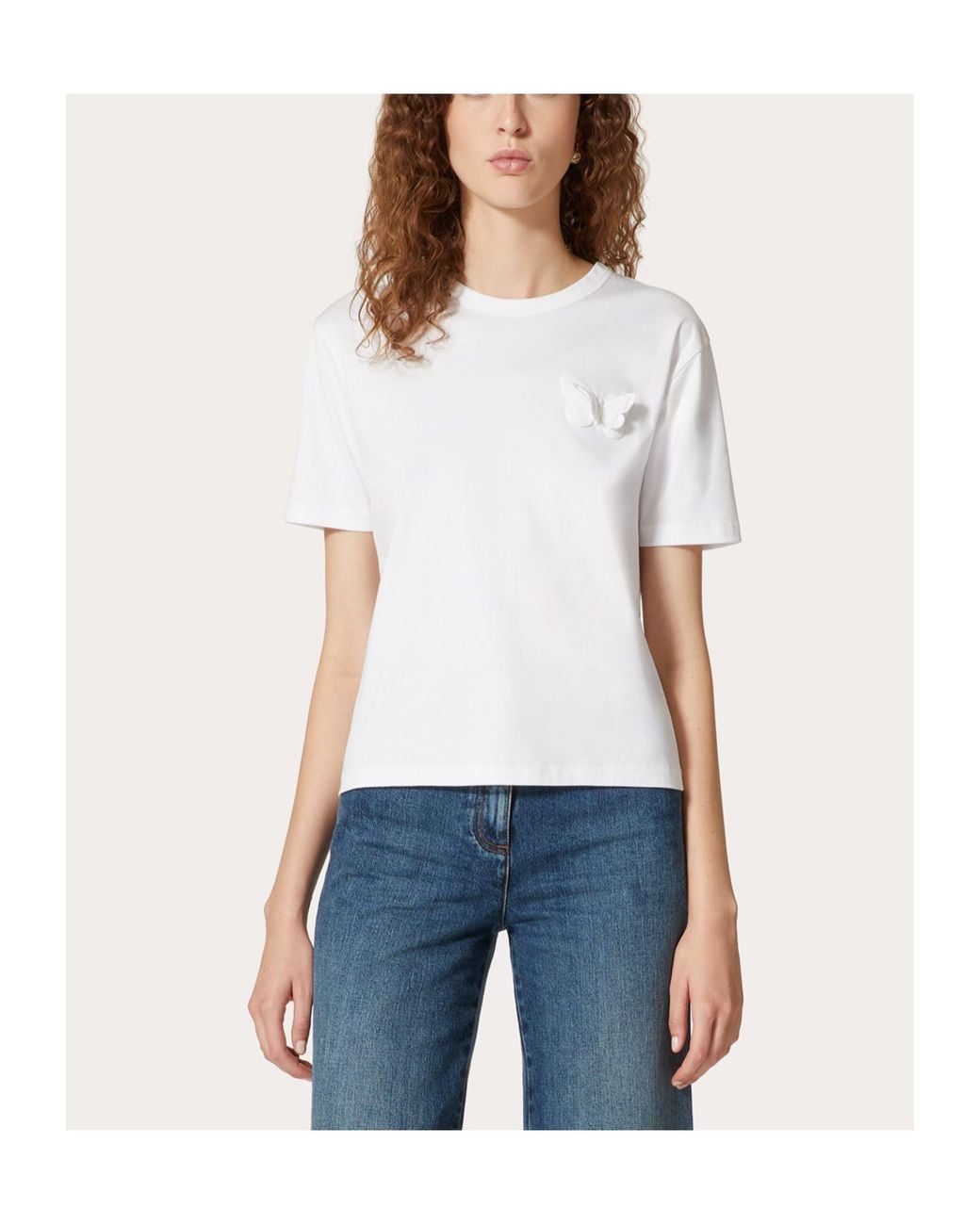 Valentino White Embroidered Jersey T-Shirt