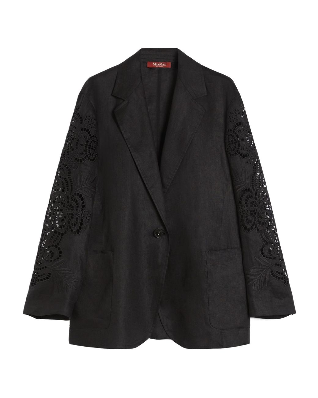 Max Mara Black Studio Angizia Embroidered Oversized Jacket