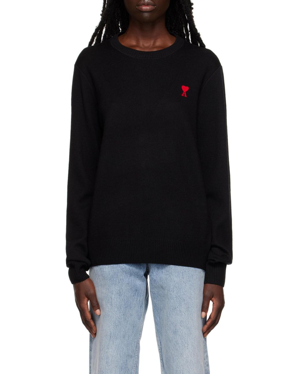 AMI Black Ami De Coeur Knitted Jumper for men