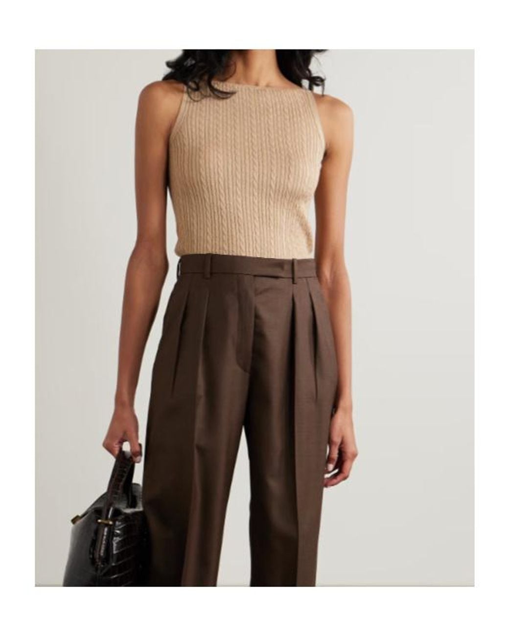 Loro Piana Natural Rimella Cable-Knit Cashmere And Silk-Blend Top