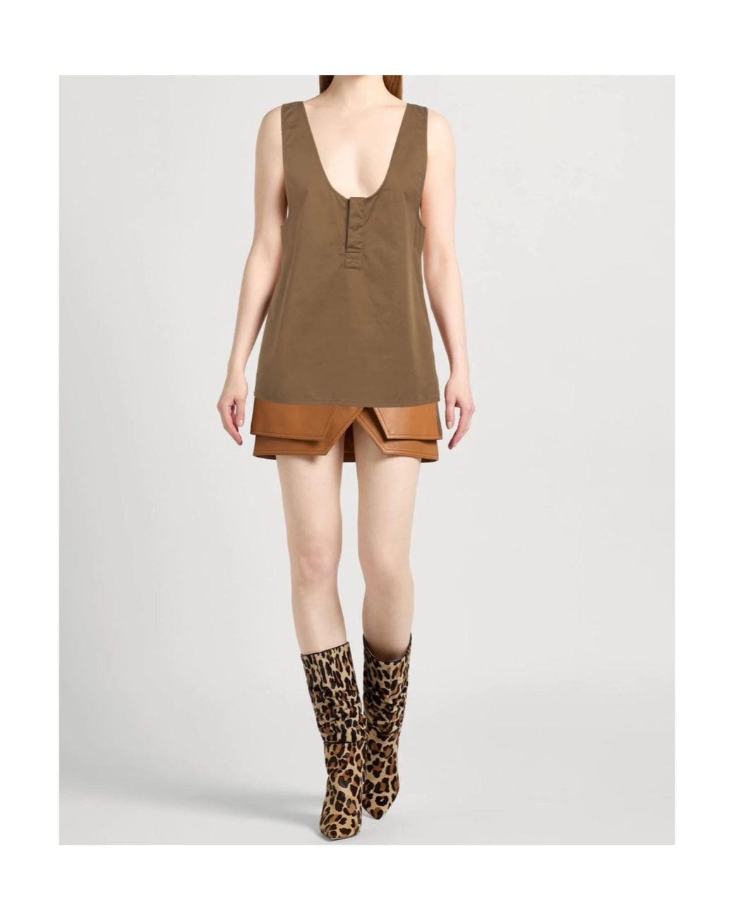 Saint Laurent Brown Solid Color Sleeveless Top