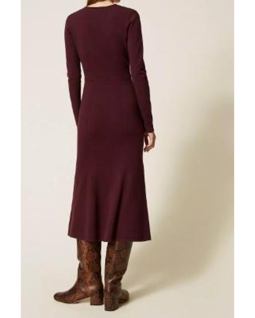 Twinset Red Oval T Knitted Midi Dress