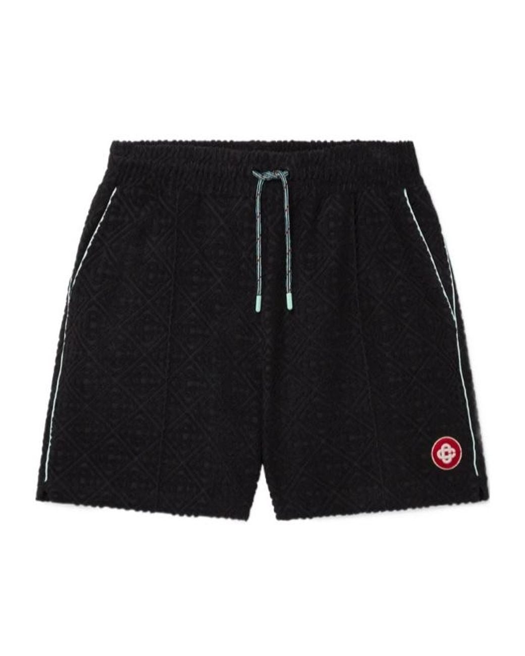 Casablanca Black Monogram Jacquard Drawstring Shorts for men