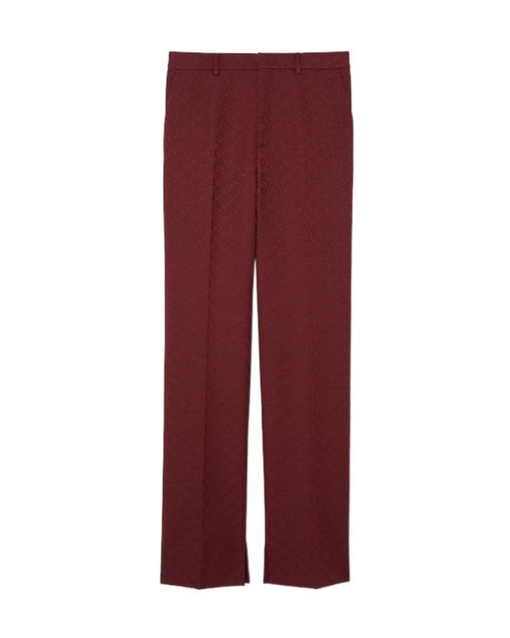 Gucci Red Monogrammed Straight-Leg Trousers for men