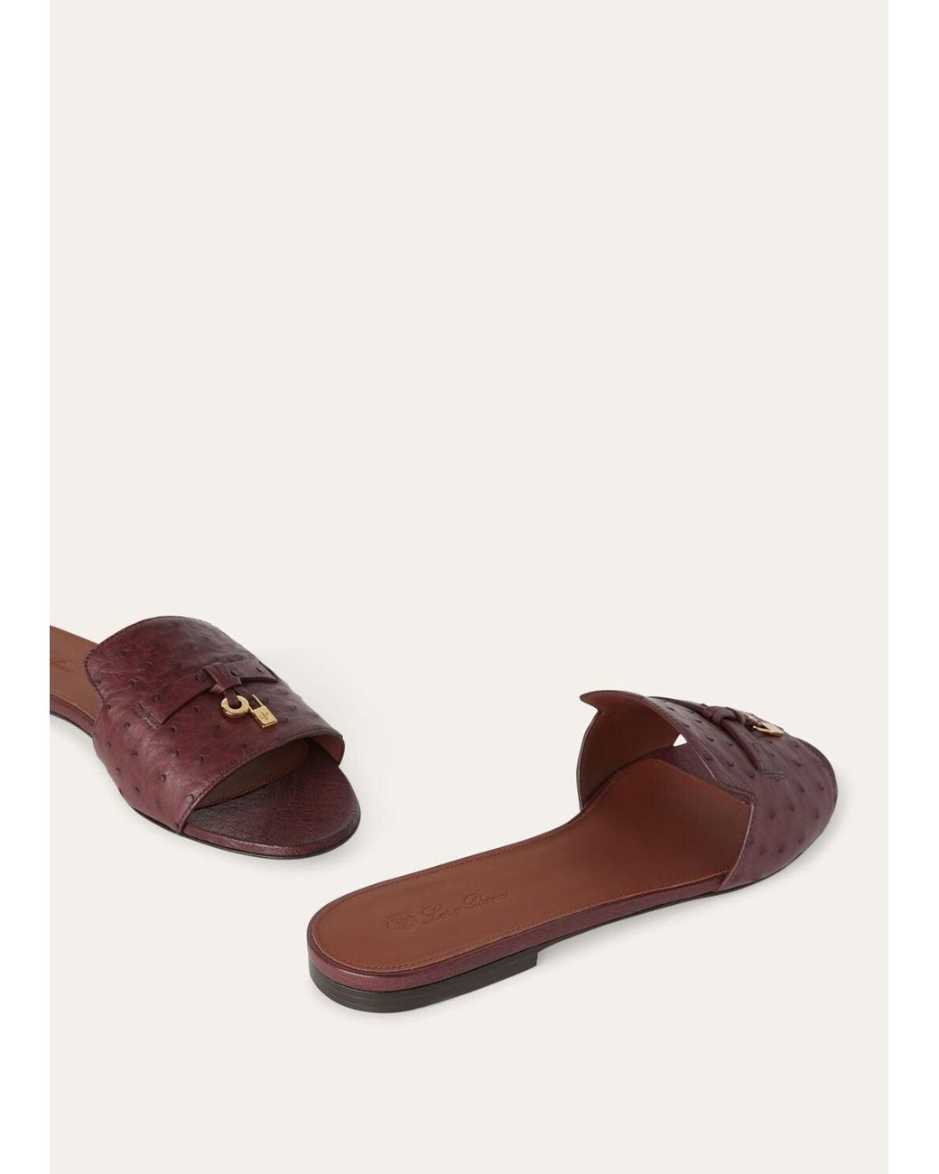 Loro Piana Brown Open-Toed Slippers