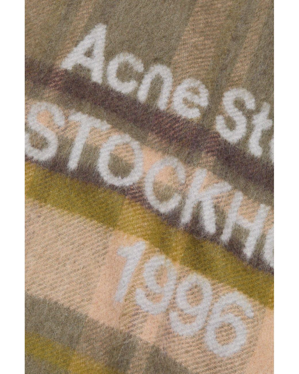 Acne Natural Fringe Logo Scarf for men