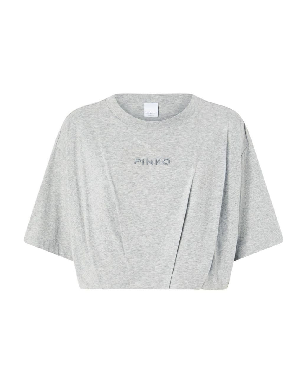 Pinko Gray Torrone Cropped Jersey T-Shirt
