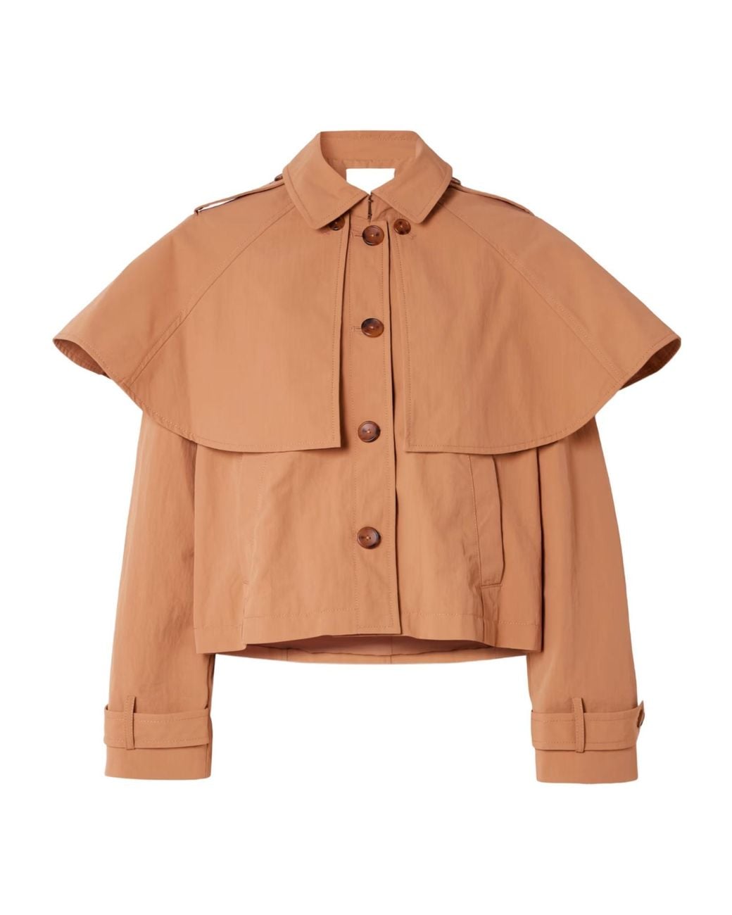 Ulla Johnson Brown River Cape-Effect Crinkled-Shell Jacket