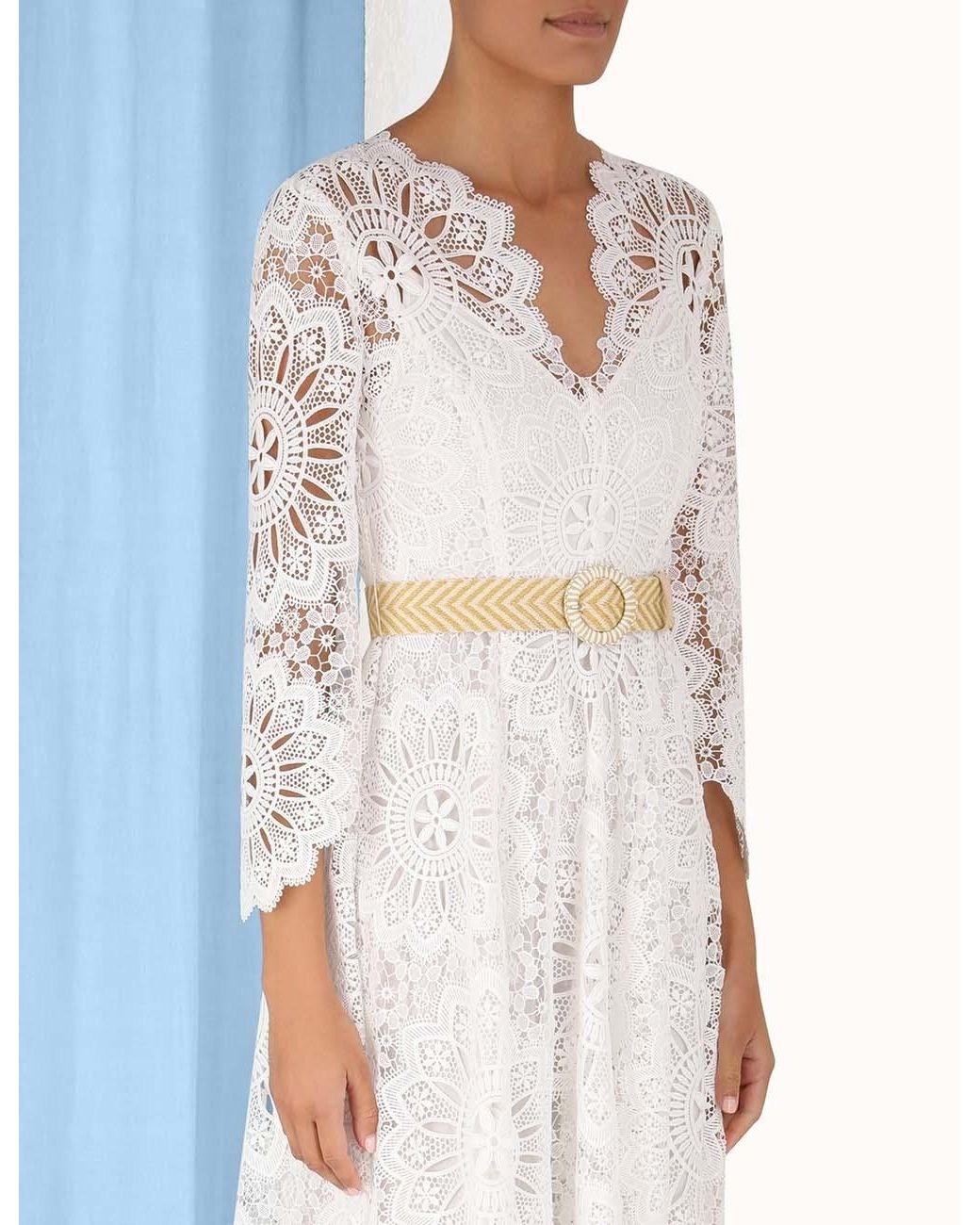 Zimmermann White Chintz Doily-Lace Midi Dress
