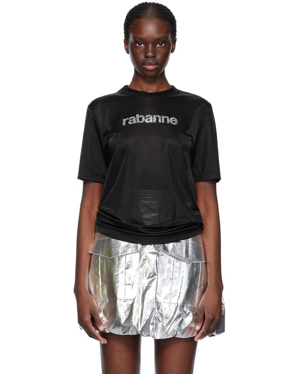 Rabanne Black Faded Logo-Printed T-Shirt