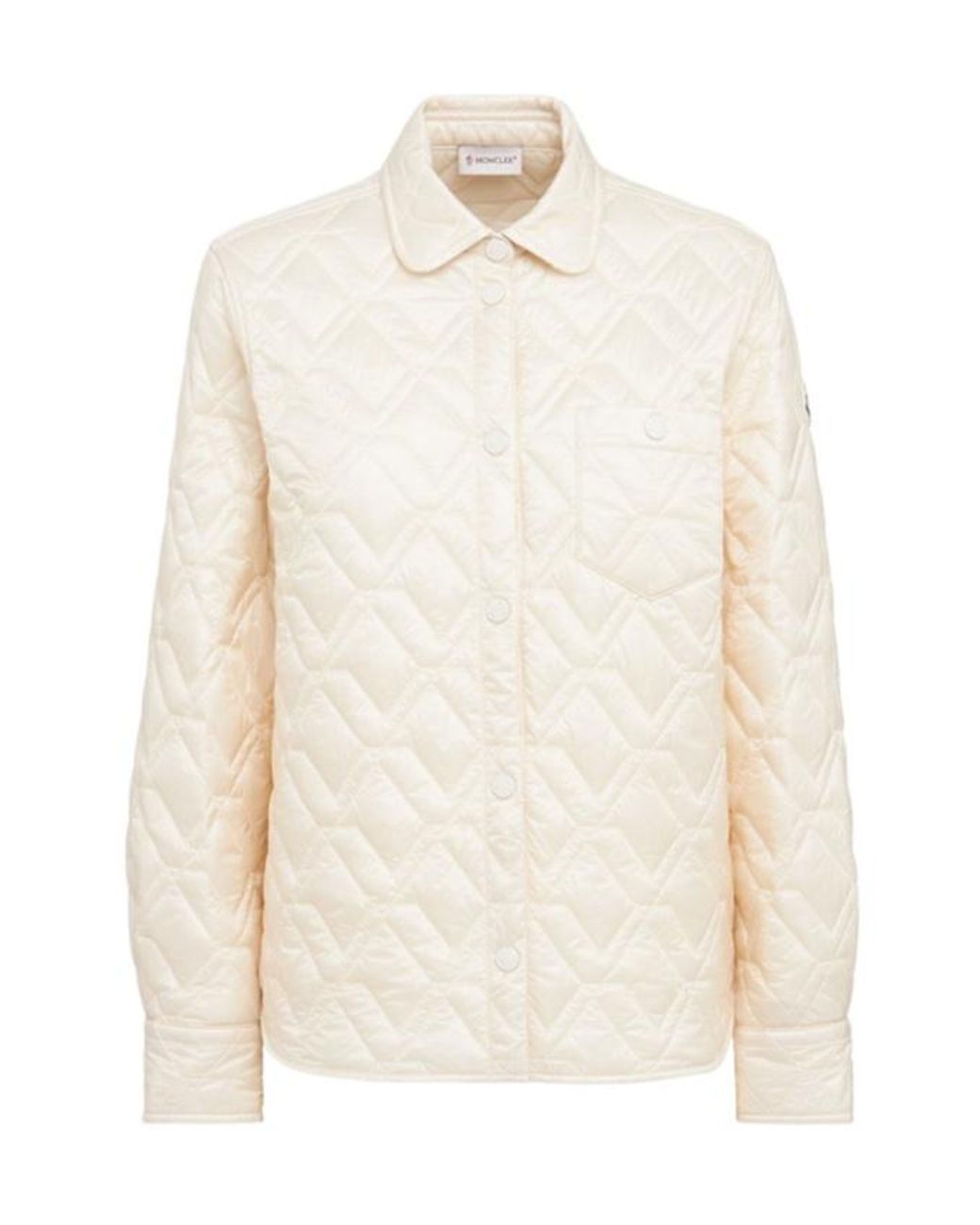 Moncler White Diamond Quilted Padded Shirt Jacket
