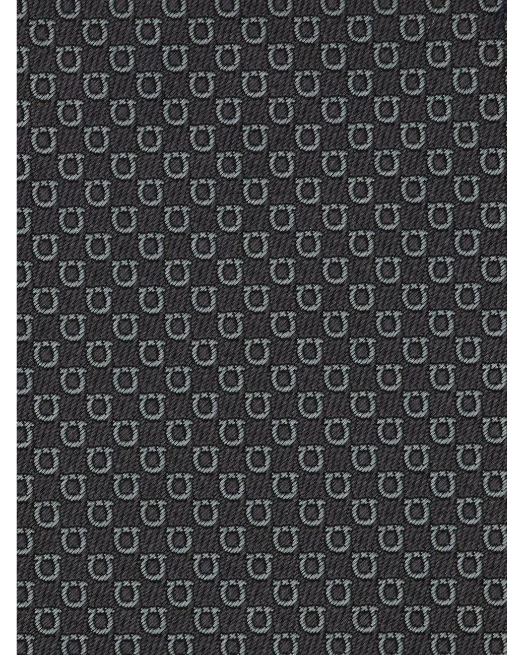 Ferragamo White Gancini Micro Jacquard Silk Tie for men