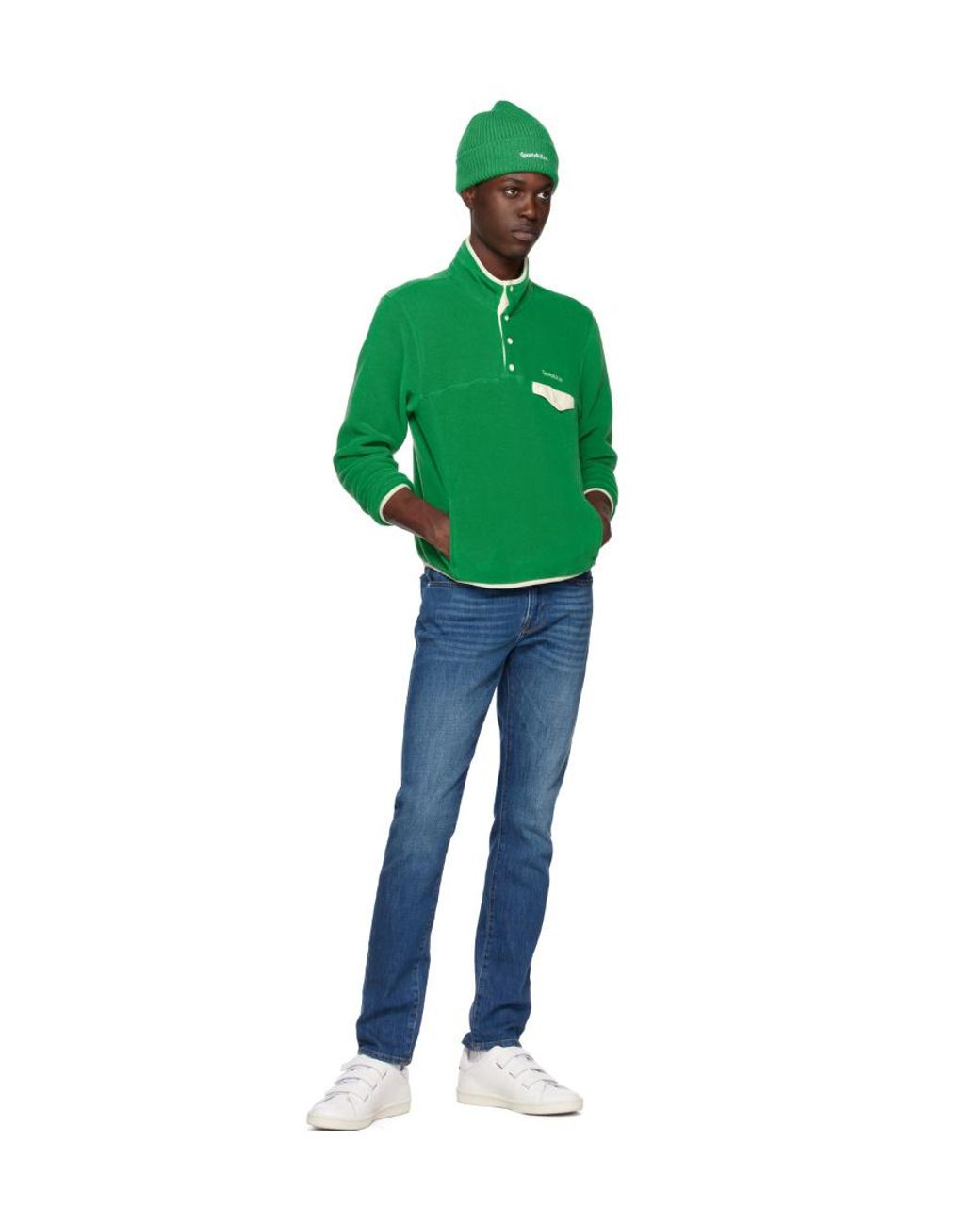 Sporty & Rich Green Funnel Neck Long-Sleeved Jumper