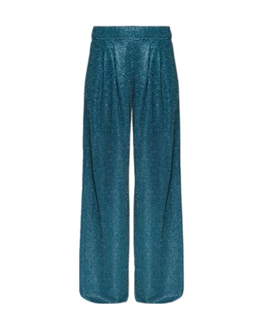 Oseree Blue Oséree Lurex Thread Pants