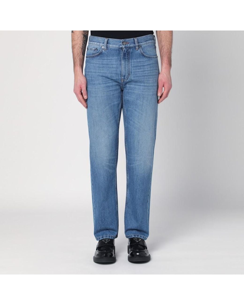 Zegna Black Logo Patch Straight Fit Jeans for men