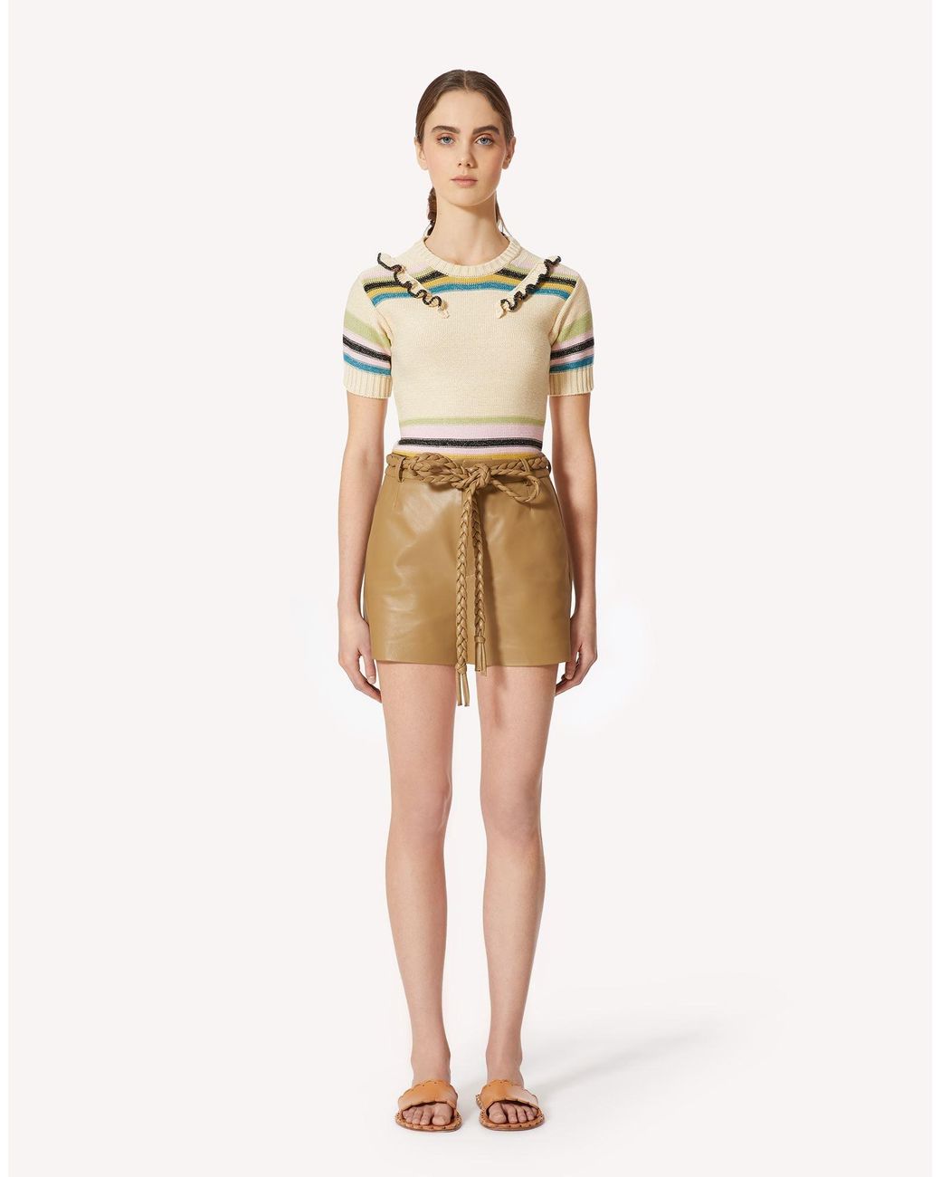 RED Valentino Natural Braided Belt Shorts