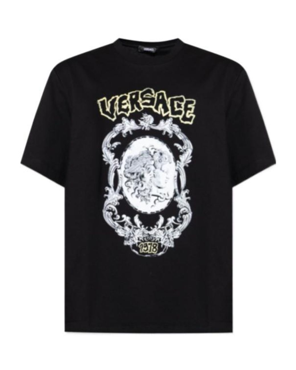 Versace Black Logo-Printed Crewneck T-Shirt for men