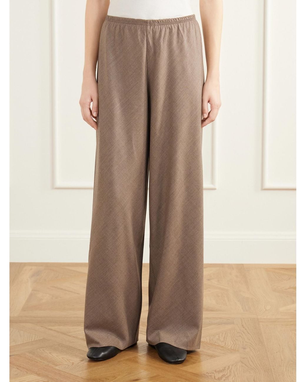 Maria McManus Brown Wool-Blend Wide-Leg Pants