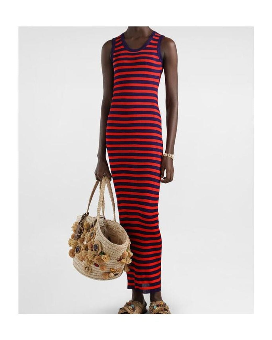 Dolce & Gabbana Ribbed Dress in Red | Lyst
