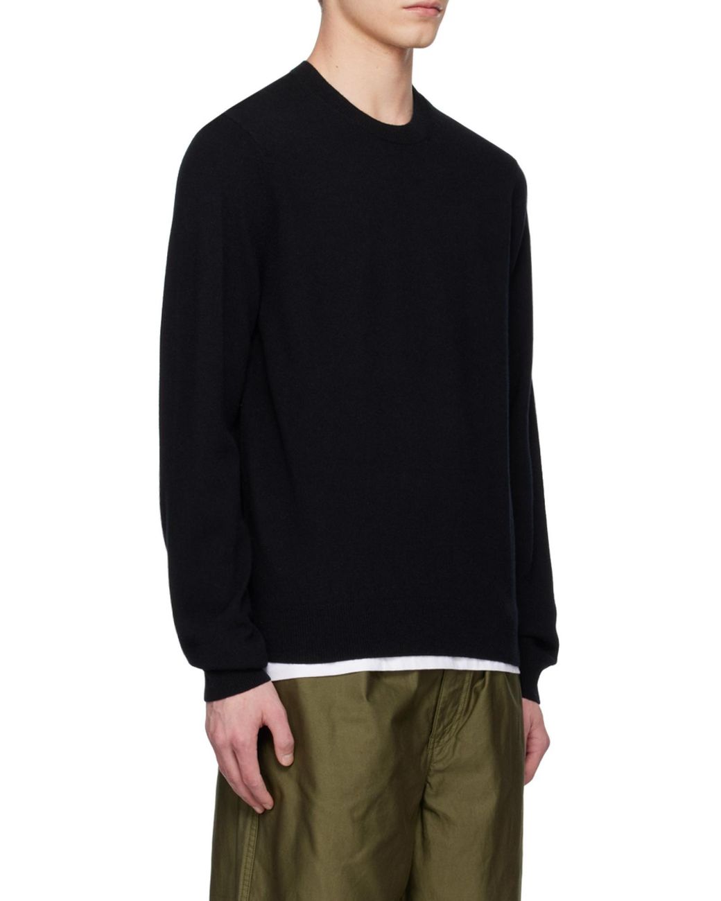 Comme des Garçons Black Crew-Neck Long-Sleeve Knitted Sweater for men
