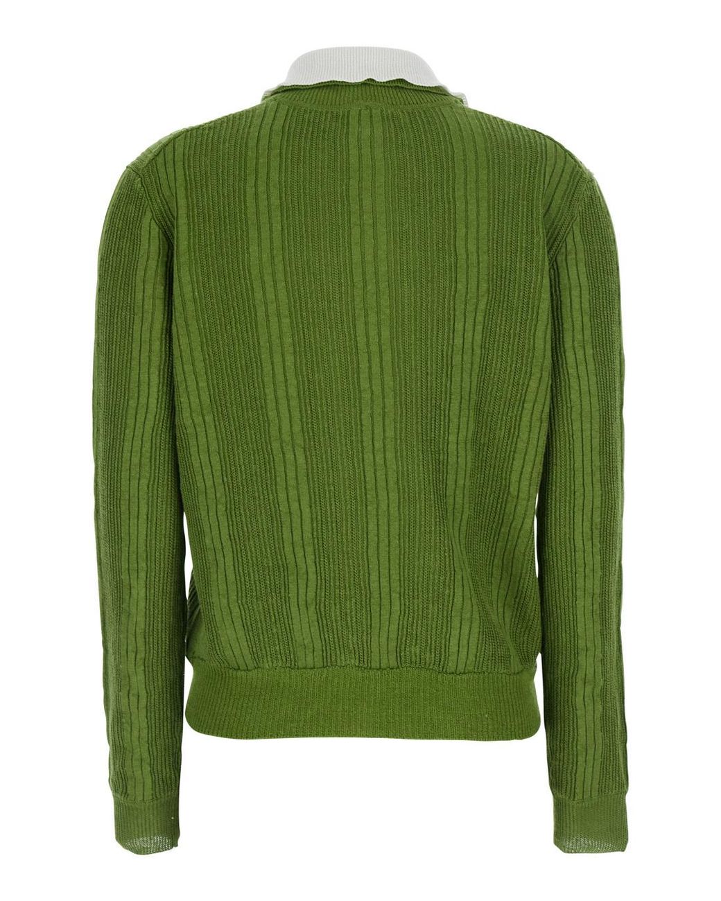 ShuShu/Tong Green Shushu/Tong Contrast Collar Knit Sweater