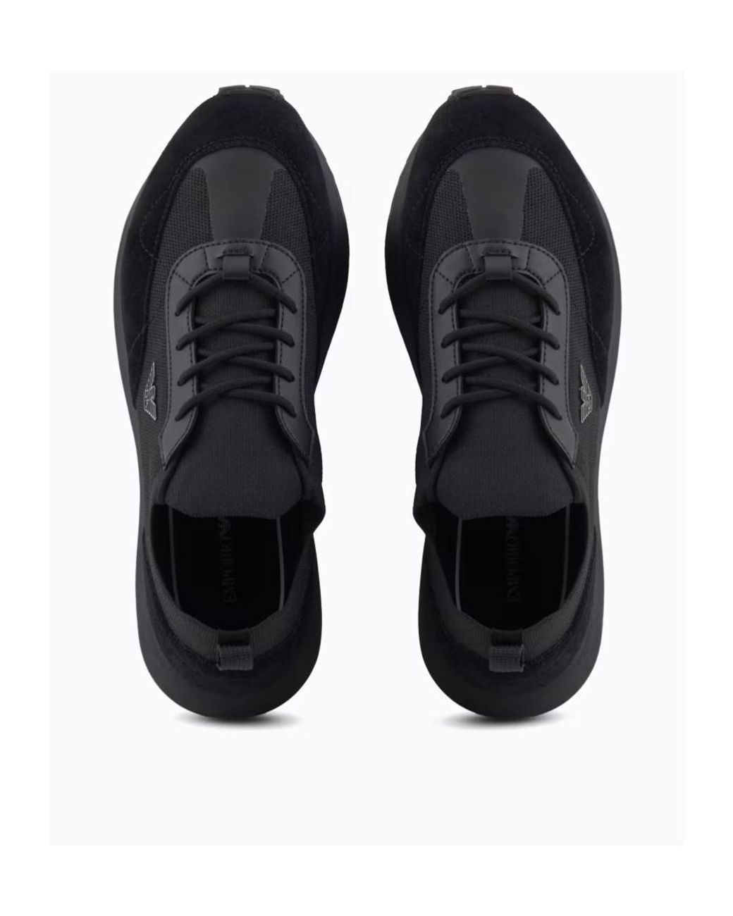 Emporio Armani Black Logo Patch Sneakers for men
