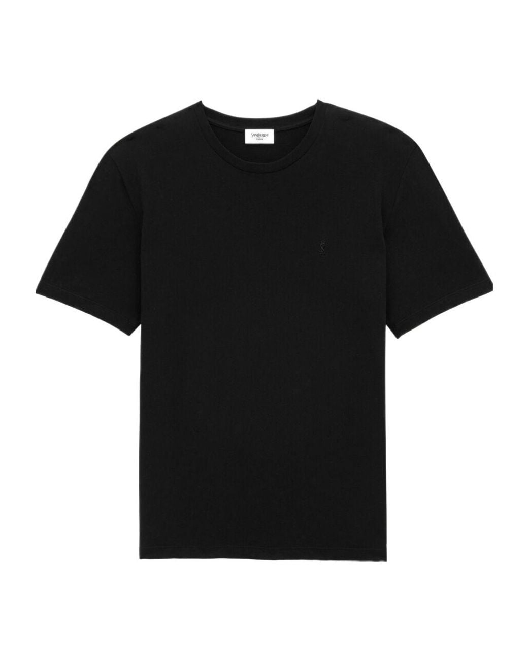 Saint Laurent Black Cassandre Crewneck T-Shirt for men