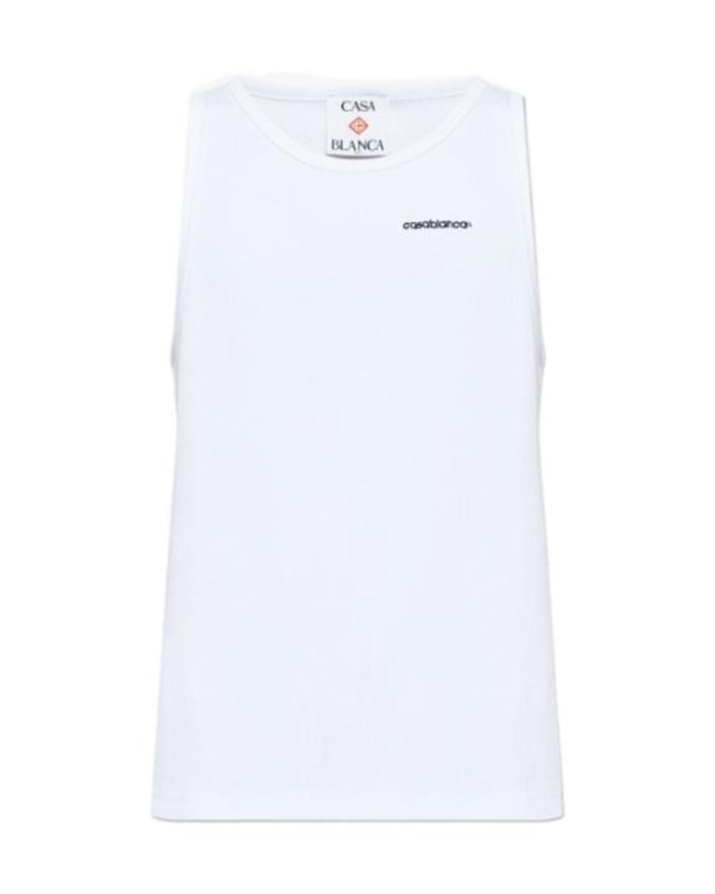 Casablanca White Ribbed Tank Top for men