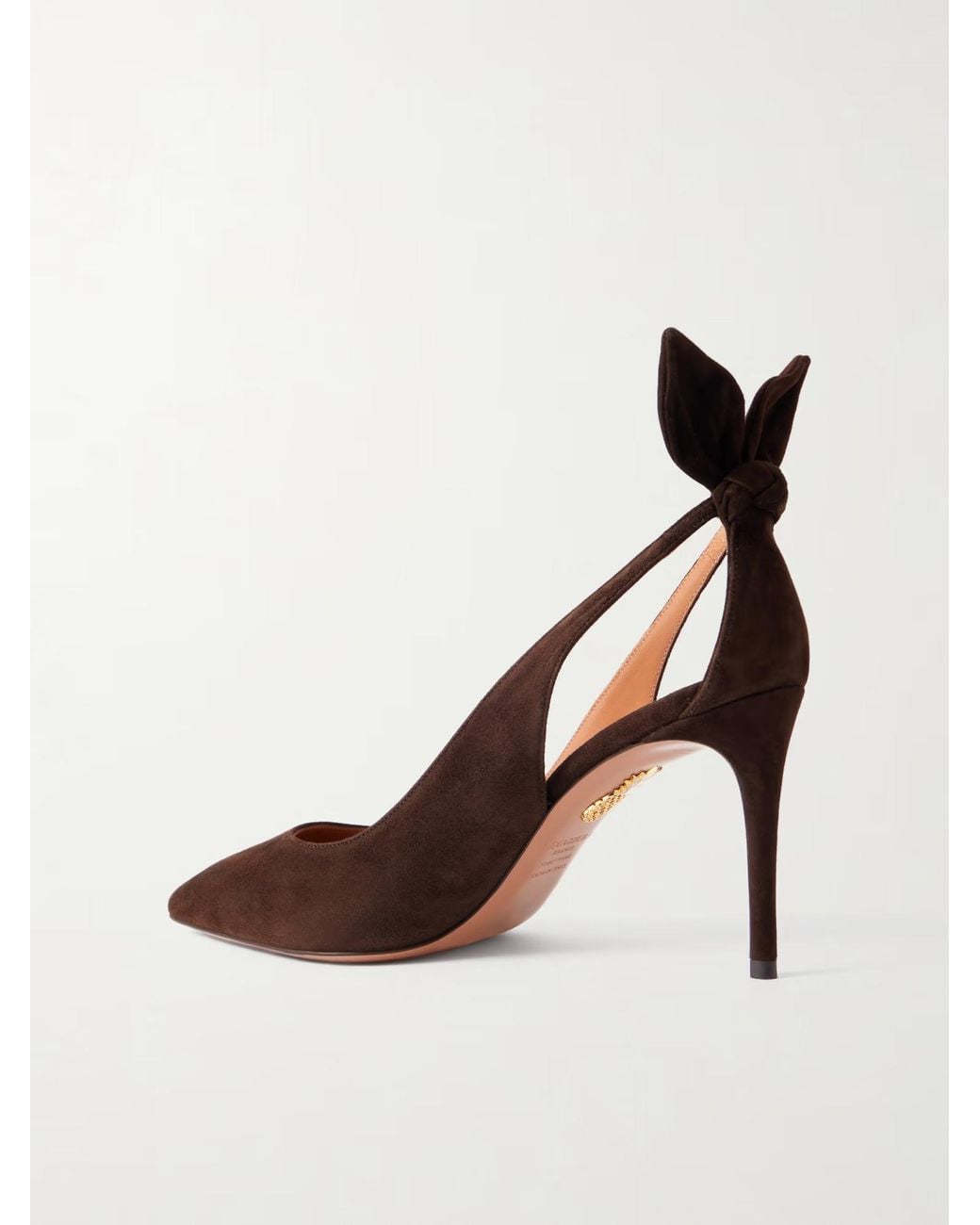 Aquazzura Brown Solid Color Suede Pumps