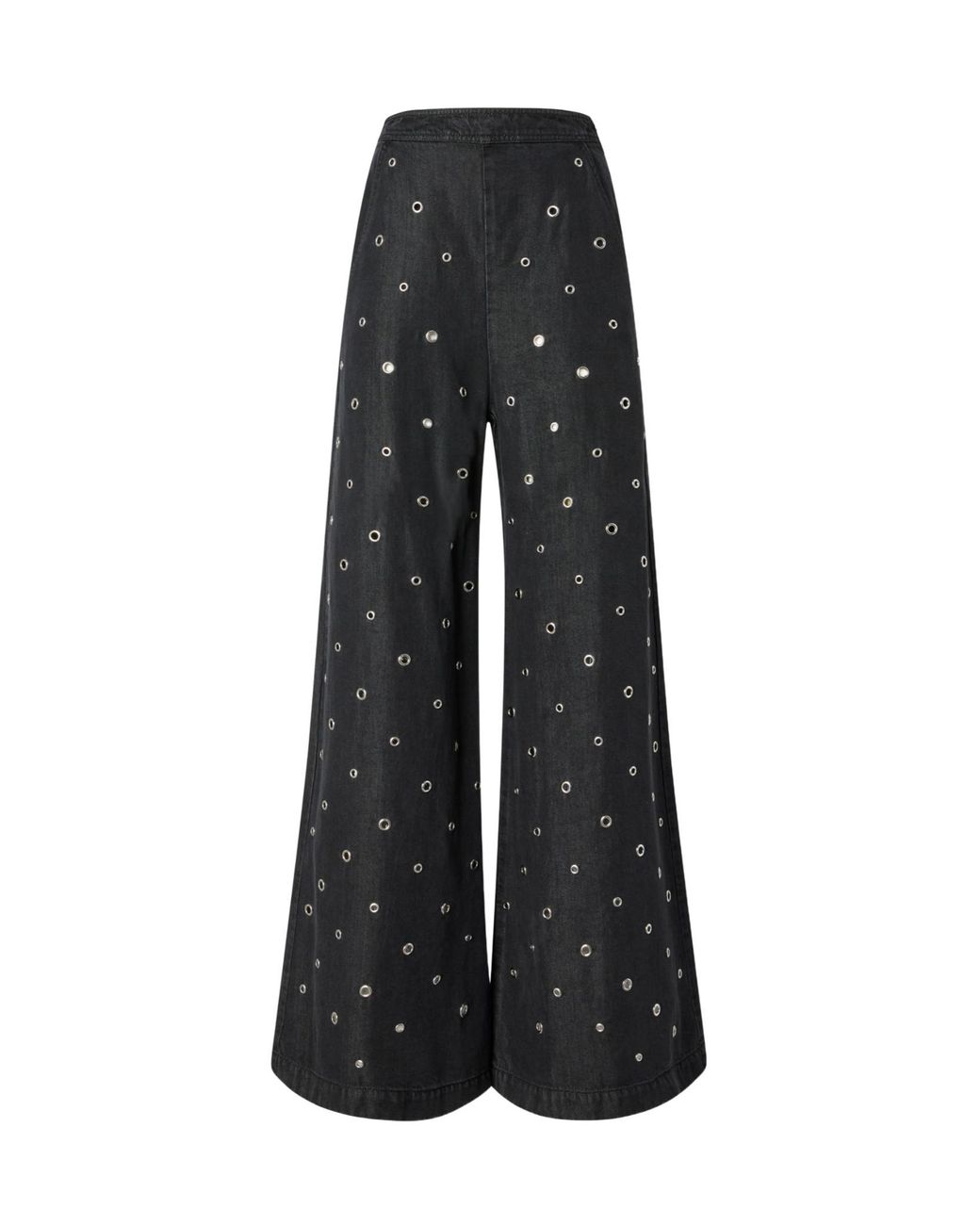 Pinko Black Eyelet-Embellished Wide Leg Trousers