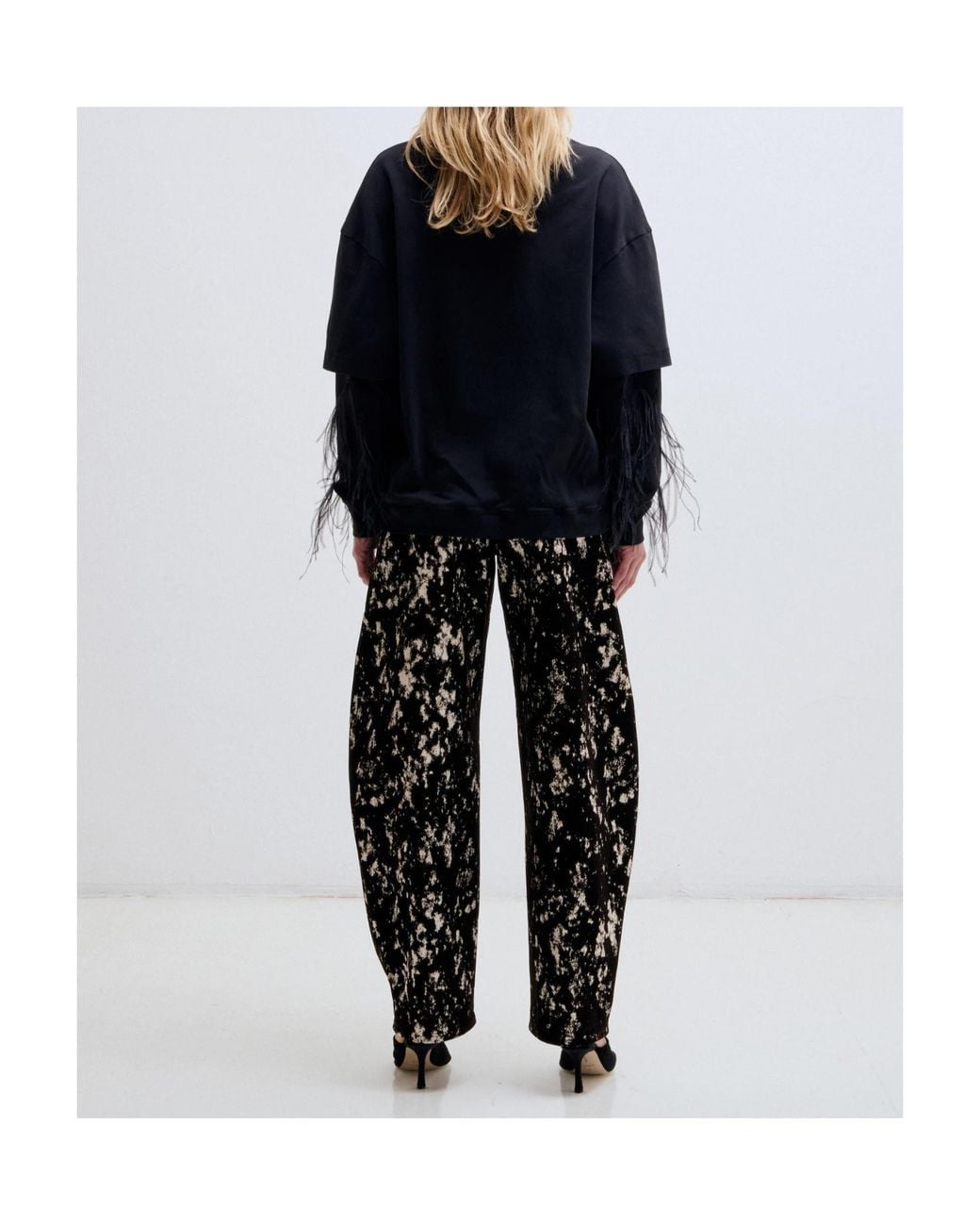 DARKPARK Blue Troy Feather-Sleeve Top