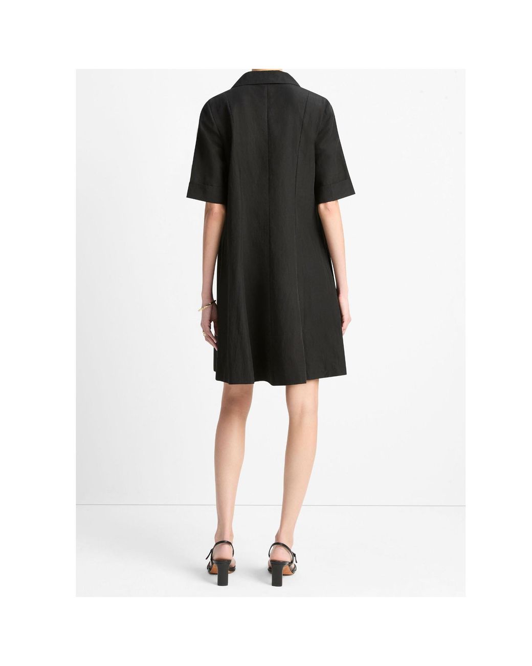Vince Black Short Sleeve Shirt Dress